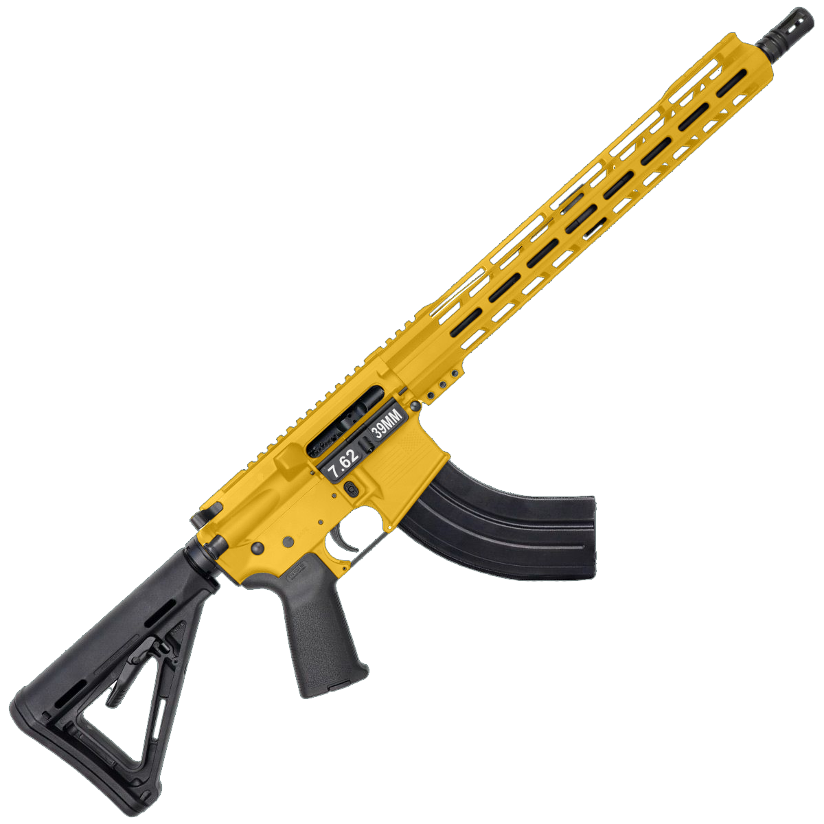 AR-15 7.62x39 Rifle 16" Barrel 15" Hybrid MLOK Handguard MOE - Gold