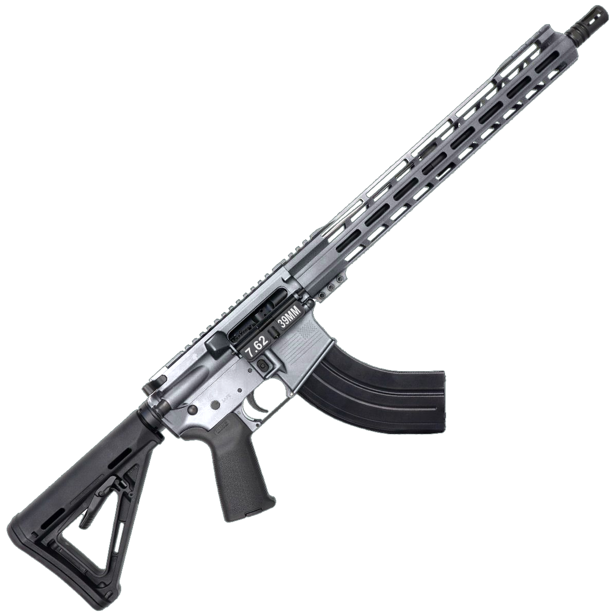 AR-15 7.62x39 Rifle 16" Barrel 15" Hybrid MLOK Handguard MOE - Cerakote Tungsten Gray