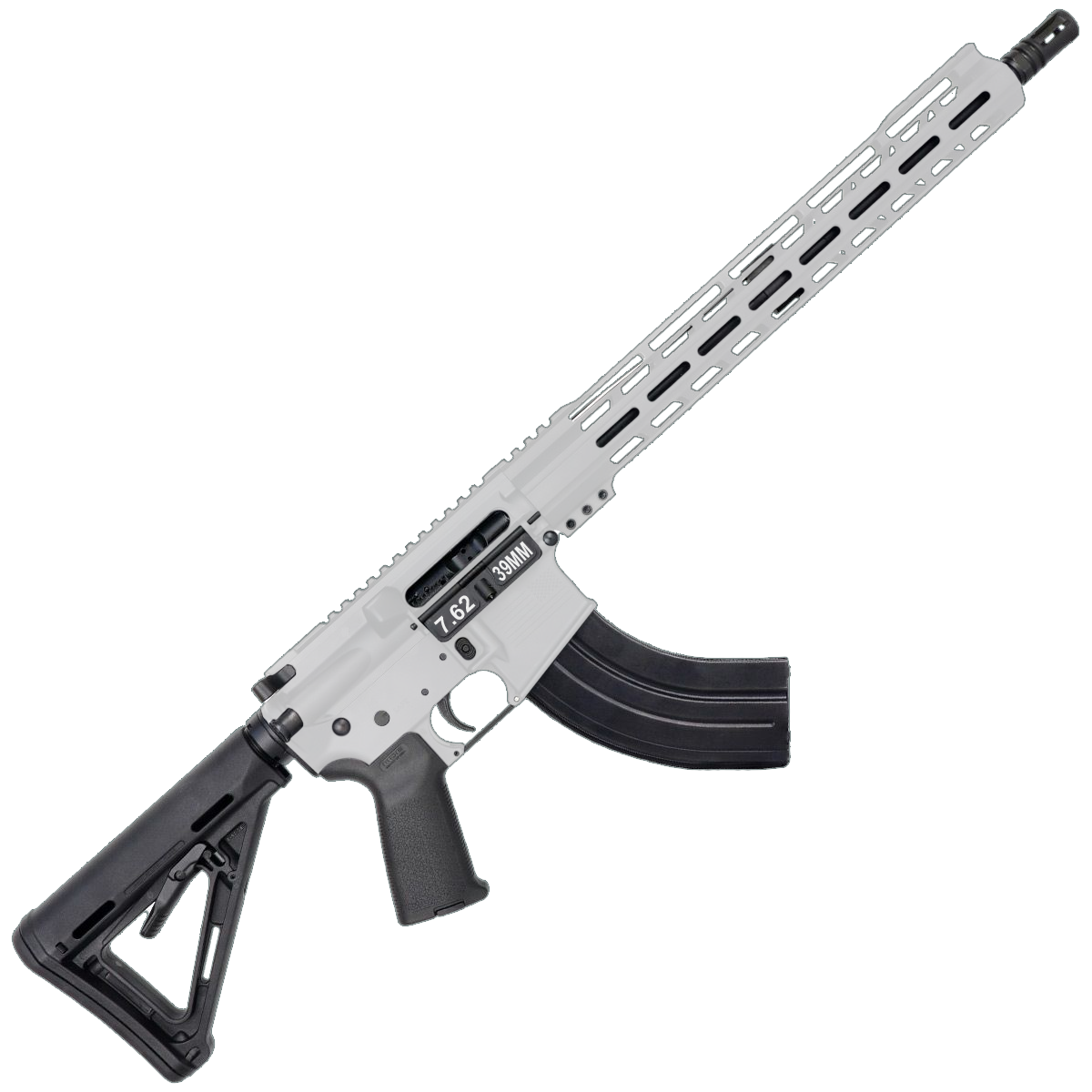 AR-15 7.62x39 Rifle 16" Barrel 15" Hybrid MLOK Handguard - White