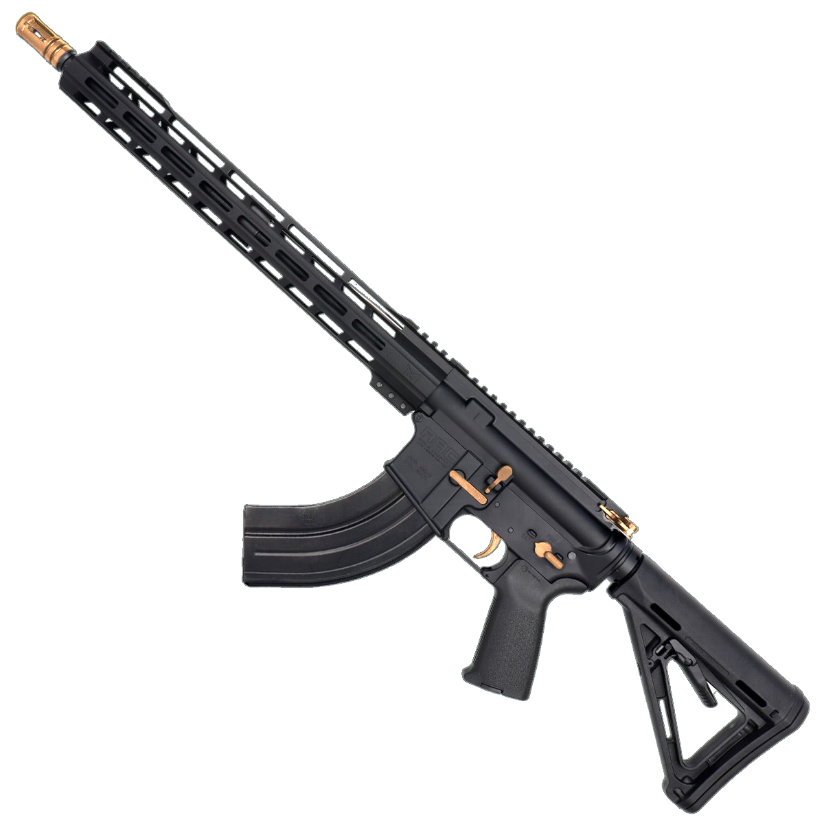 AR-15 7.62x39 Two-Tone Rifle 16" Barrel 15" Hybrid MLOK Handguard MOE - Black and Burnt Bronze