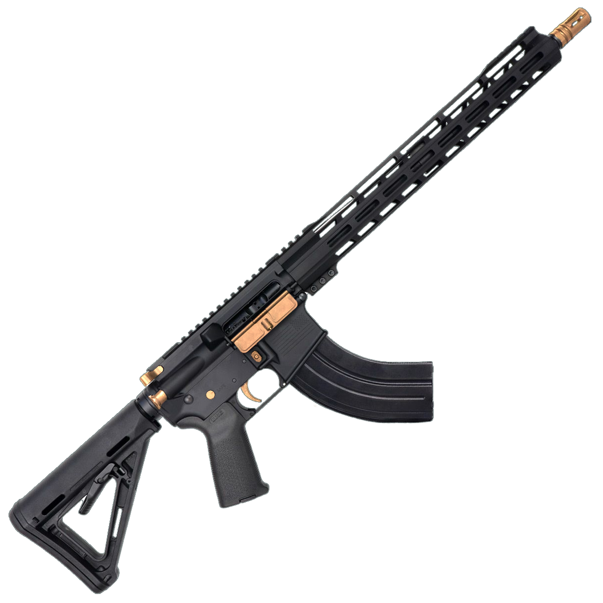 AR-15 7.62x39 Two-Tone Rifle 16" Barrel 15" Hybrid MLOK Handguard MOE - Black and Burnt Bronze