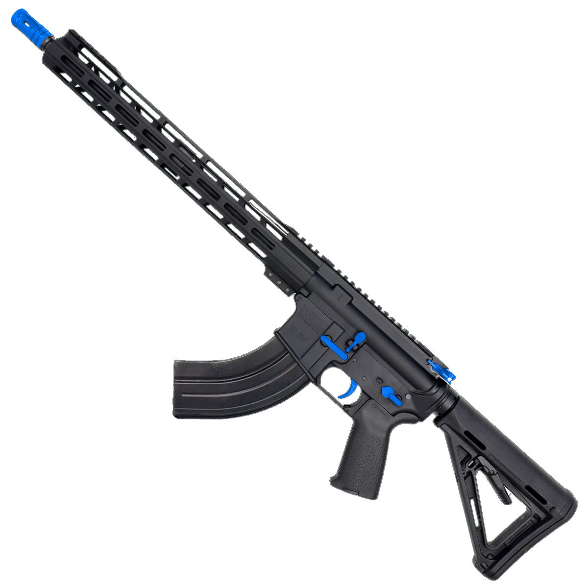 AR-15 7.62x39 Two-Tone Rifle 16" Barrel 15" Hybrid MLOK Handguard MOE - Black and Flame Blue