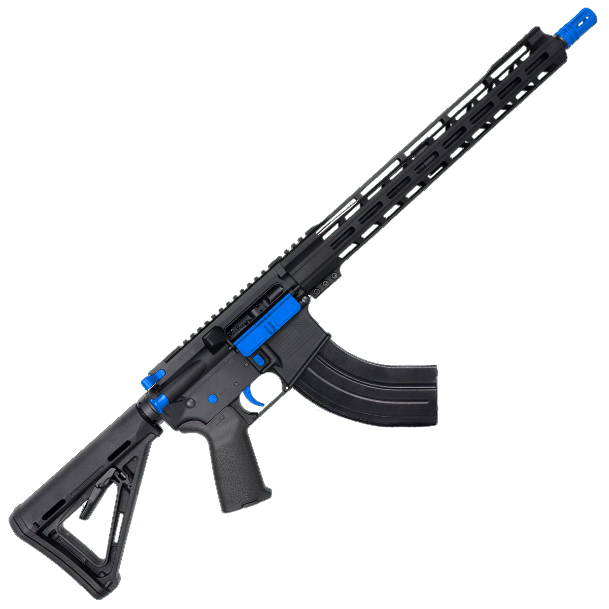 AR-15 7.62x39 Two-Tone Rifle 16" Barrel 15" Hybrid MLOK Handguard MOE - Black and Flame Blue