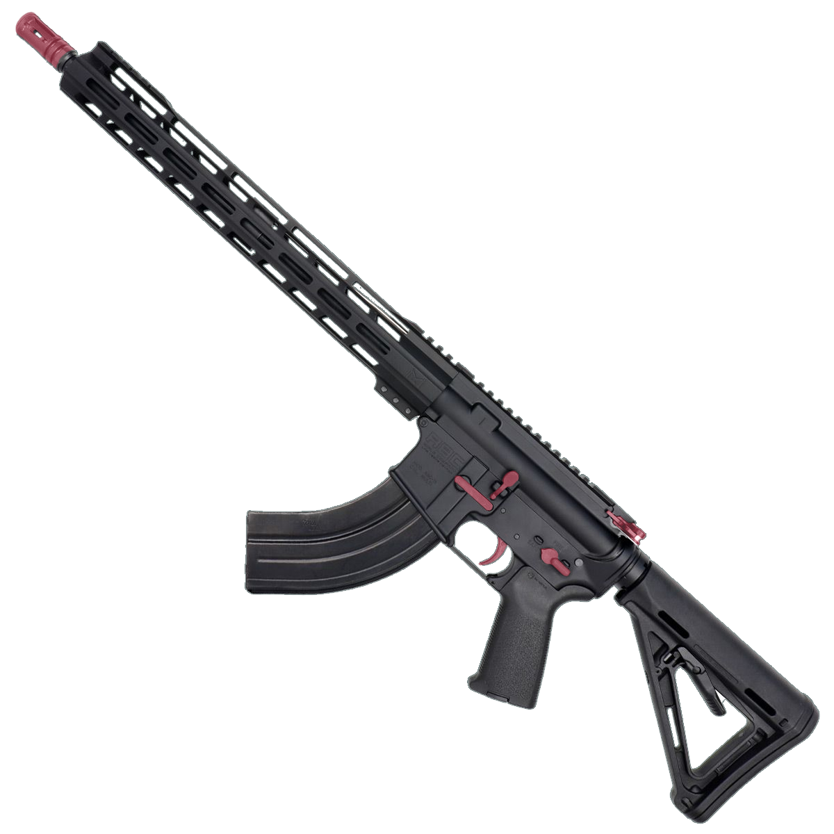 AR-15 7.62x39 Two-Tone Rifle 16" Barrel 15" Hybrid MLOK Handguard MOE - Black and Cranberry Frost