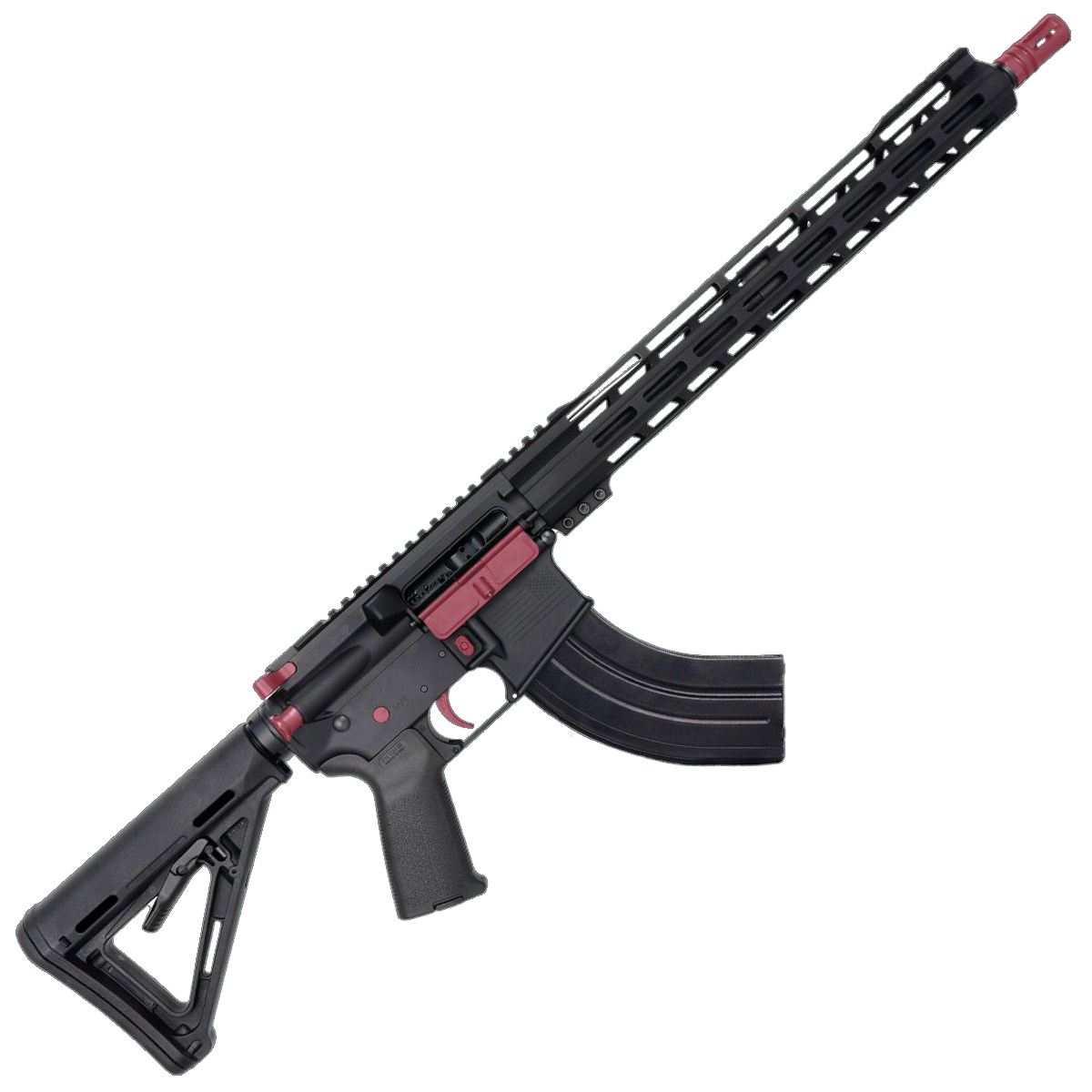 AR-15 7.62x39 Two-Tone Rifle 16" Barrel 15" Hybrid MLOK Handguard MOE - Black and Cranberry Frost