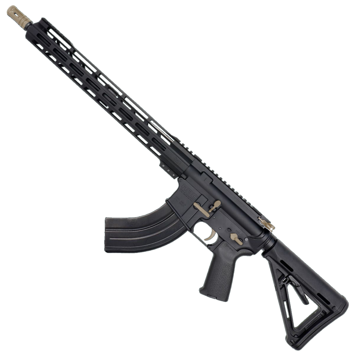 AR-15 7.62x39 Two-Tone Rifle 16" Barrel 15" Hybrid MLOK Handguard MOE - Black and Magpul FDE