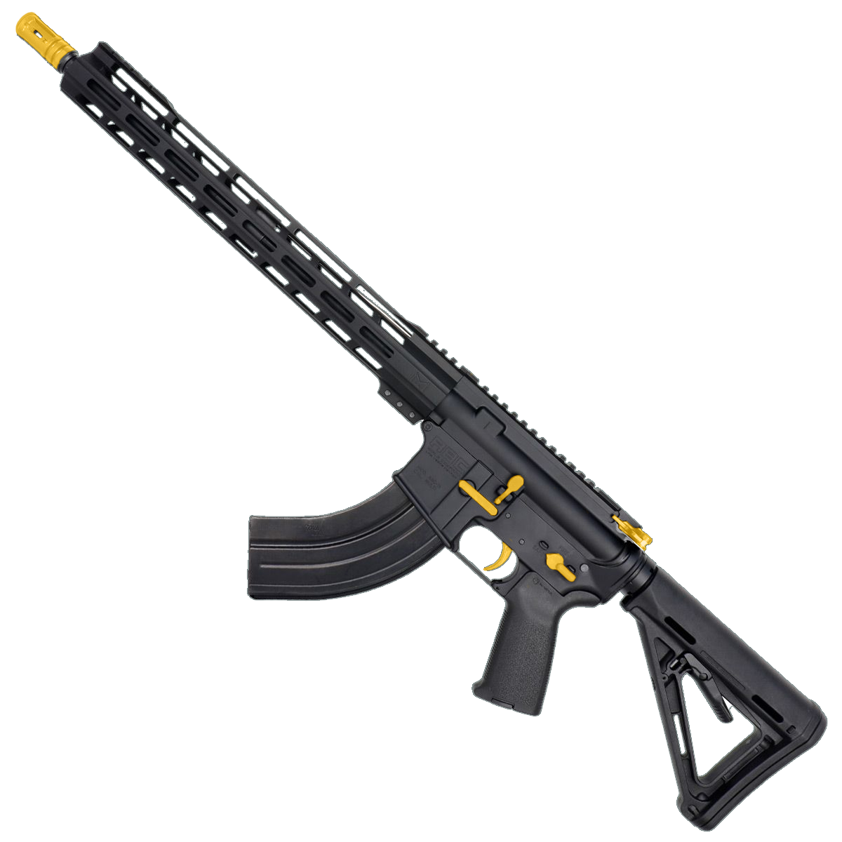AR-15 7.62x39 Two-Tone Rifle 16" Barrel 15" Hybrid MLOK Handguard MOE - Black and Gold