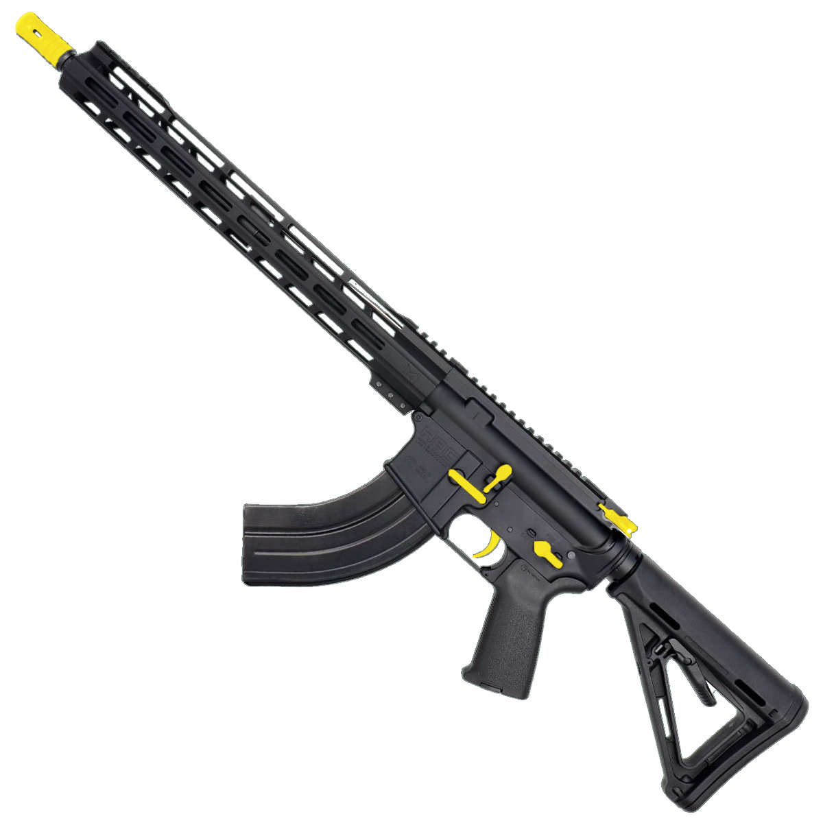 AR-15 7.62x39 Two-Tone Rifle 16" Barrel 15" Hybrid MLOK Handguard MOE - Black and Lemon Zest