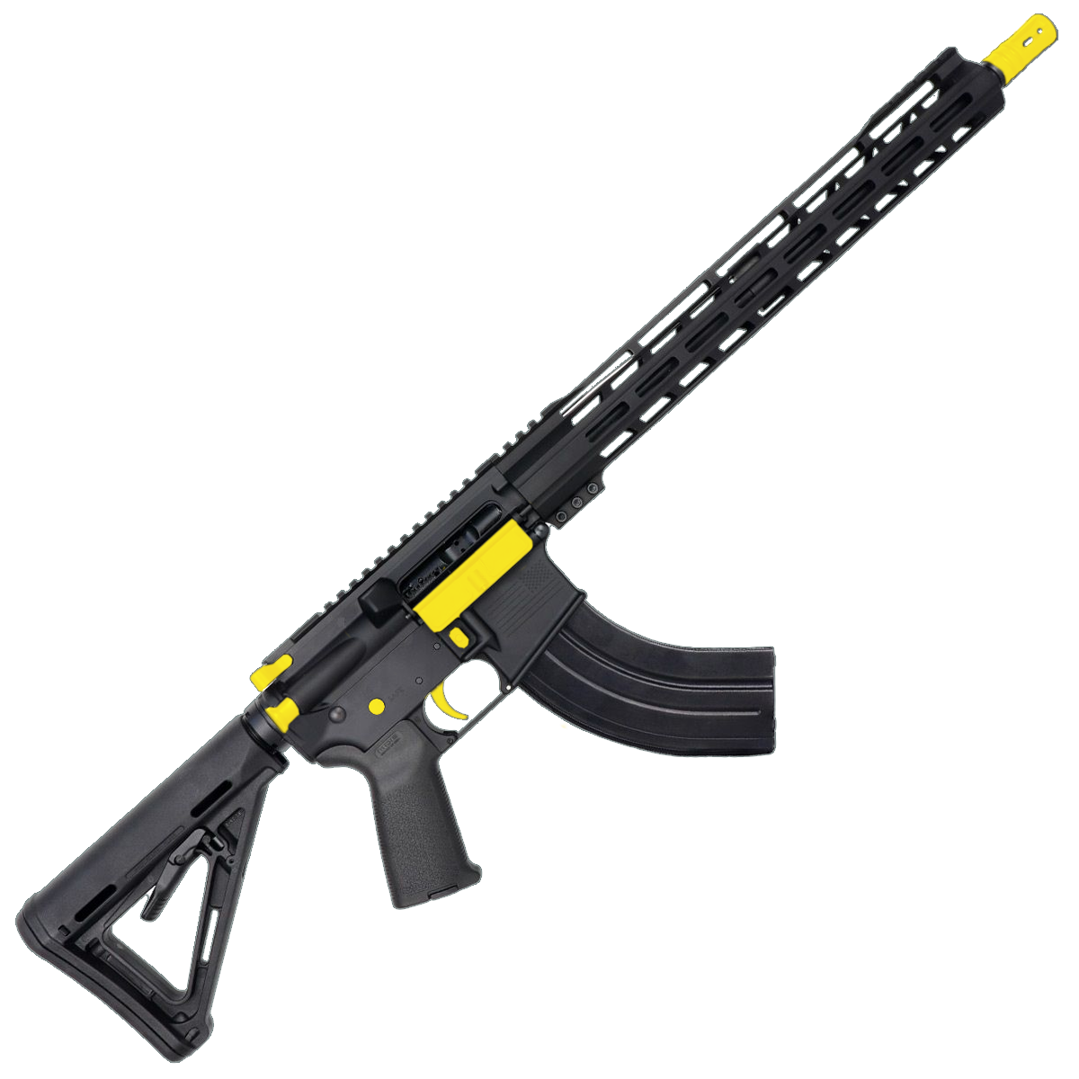 AR-15 7.62x39 Two-Tone Rifle 16" Barrel 15" Hybrid MLOK Handguard MOE - Black and Lemon Zest