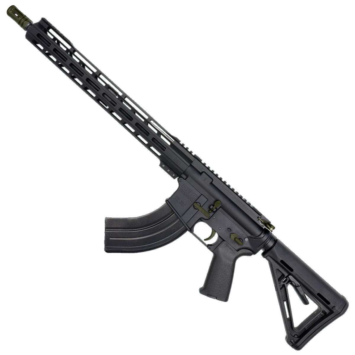 AR-15 7.62x39 Two-Tone Rifle 16" Barrel 15" Hybrid MLOK Handguard MOE - Black and Magpul ODG