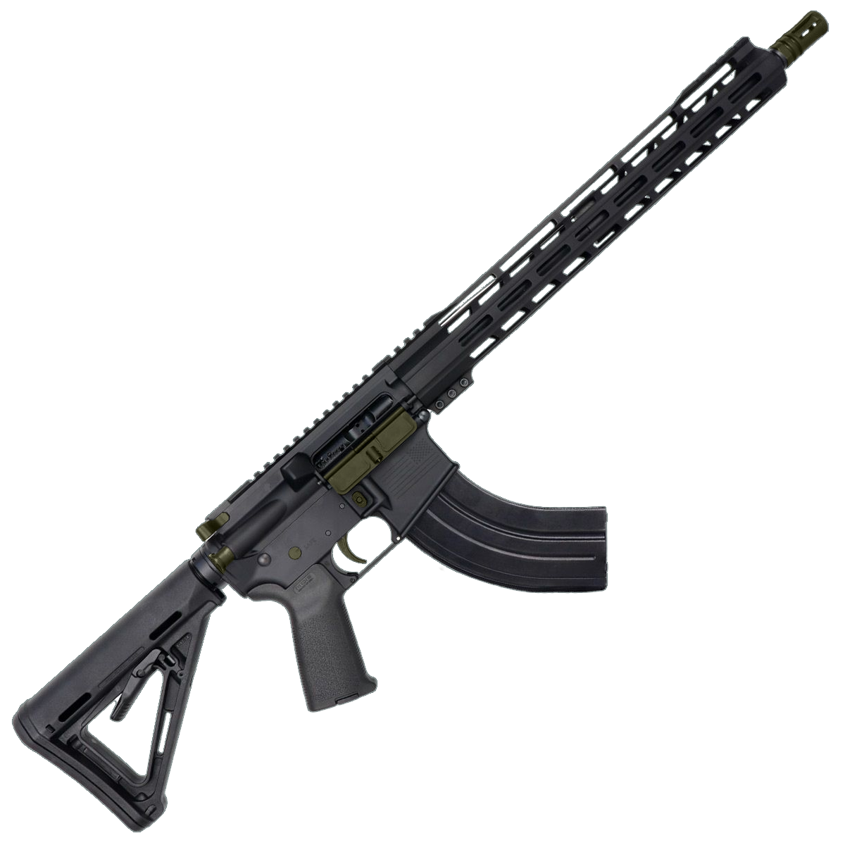 AR-15 7.62x39 Two-Tone Rifle 16" Barrel 15" Hybrid MLOK Handguard MOE - Black and Magpul ODG