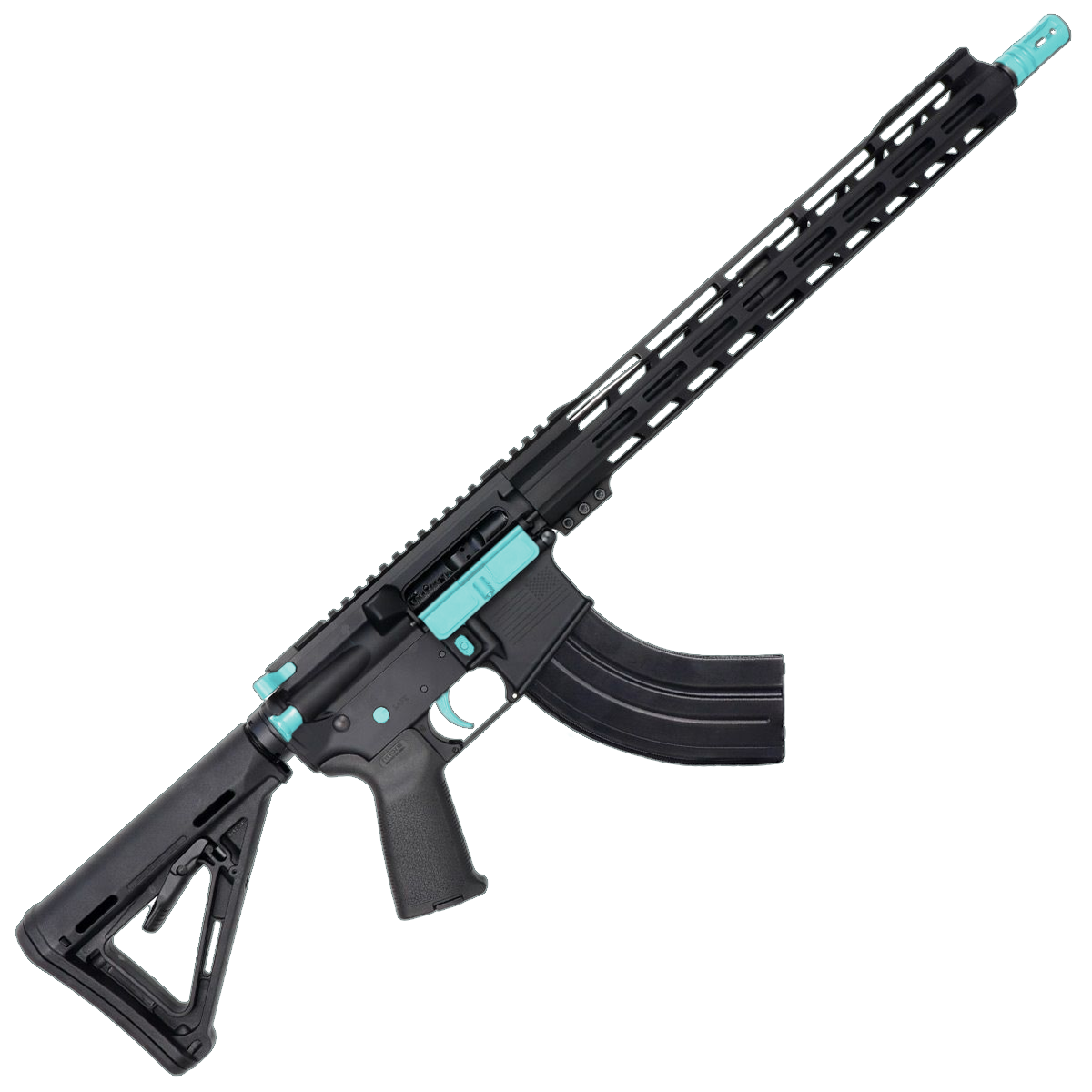 AR-15 7.62x39 Two-Tone Rifle 16" Barrel 15" Hybrid MLOK Handguard MOE - Black and Robins Egg Blue
