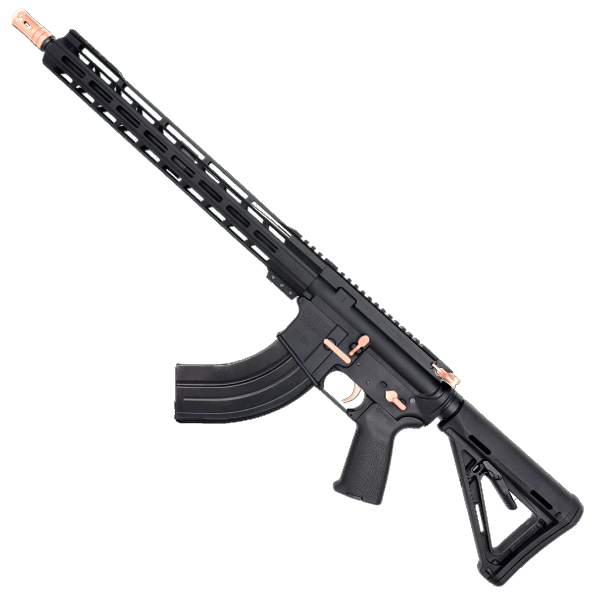 AR-15 7.62x39 Two-Tone Rifle 16" Barrel 15" Hybrid MLOK Handguard MOE - Black and Rose Gold
