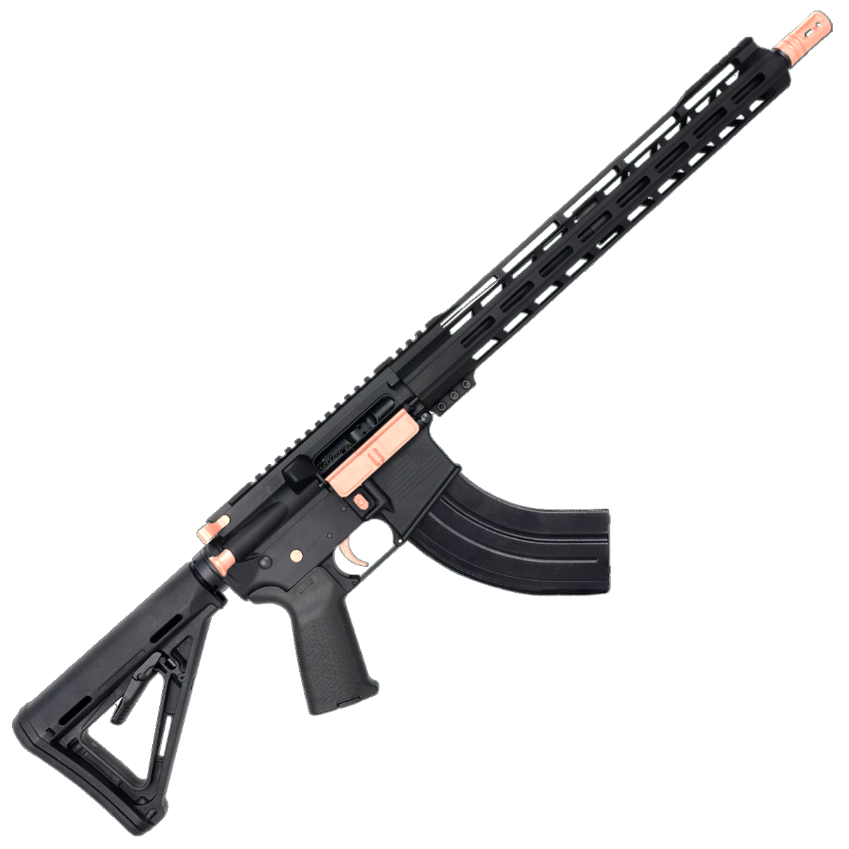 AR-15 7.62x39 Two-Tone Rifle 16" Barrel 15" Hybrid MLOK Handguard MOE - Black and Rose Gold