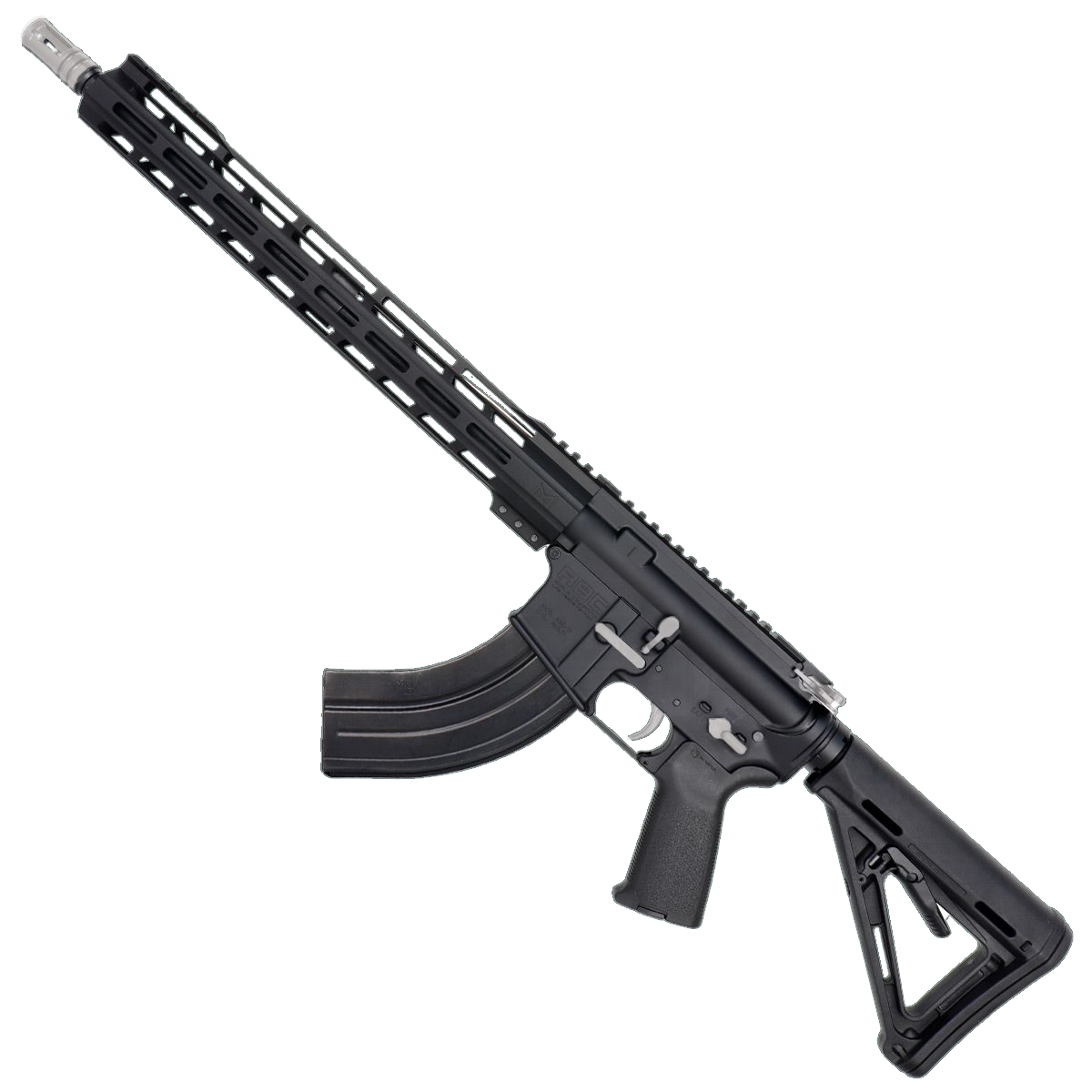 AR-15 7.62x39 Two-Tone Rifle 16" Barrel 15" Hybrid MLOK Handguard MOE - Black and Glacier Silver