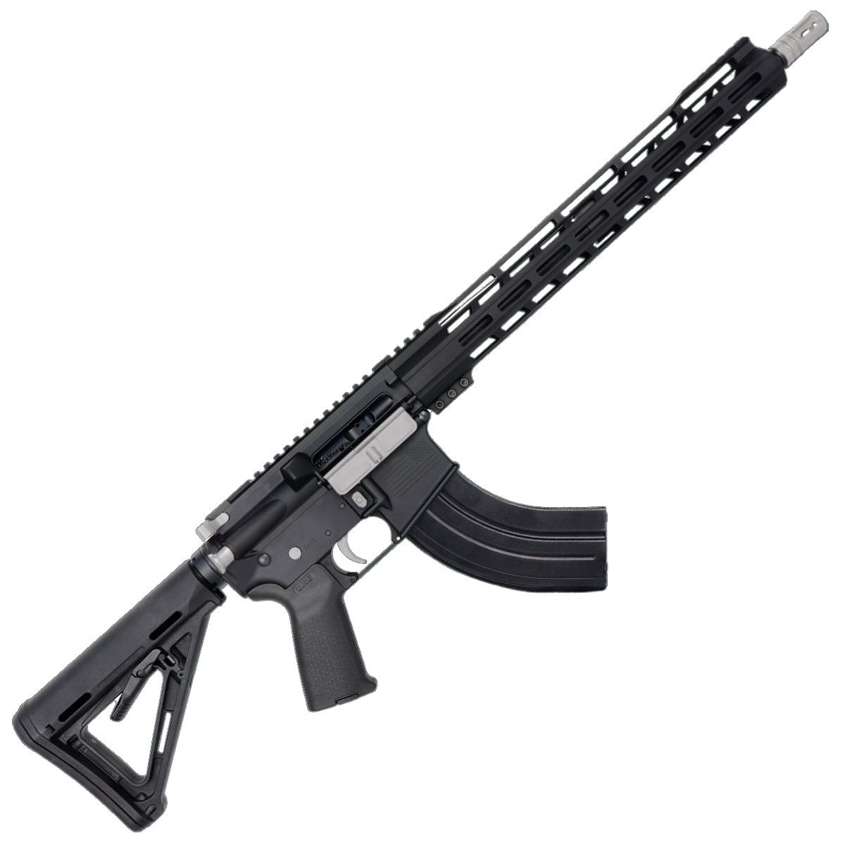 AR-15 7.62x39 Two-Tone Rifle 16" Barrel 15" Hybrid MLOK Handguard MOE - Black and Glacier Silver