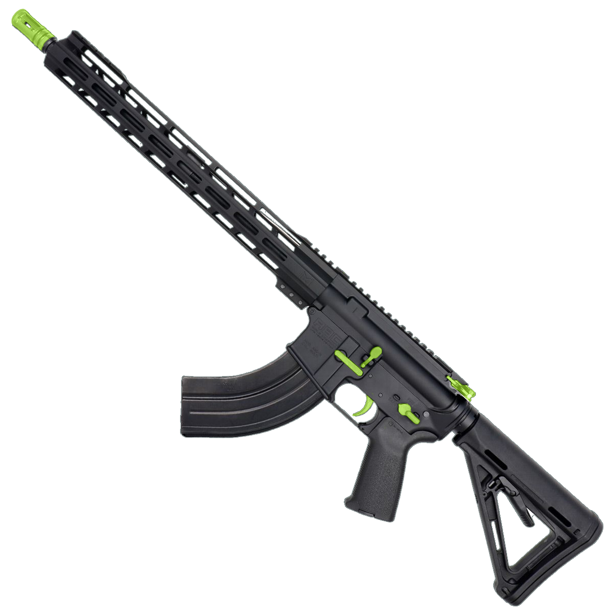 AR-15 7.62x39 Two-Tone Rifle 16" Barrel 15" Hybrid MLOK Handguard MOE - Black and Zombie Green