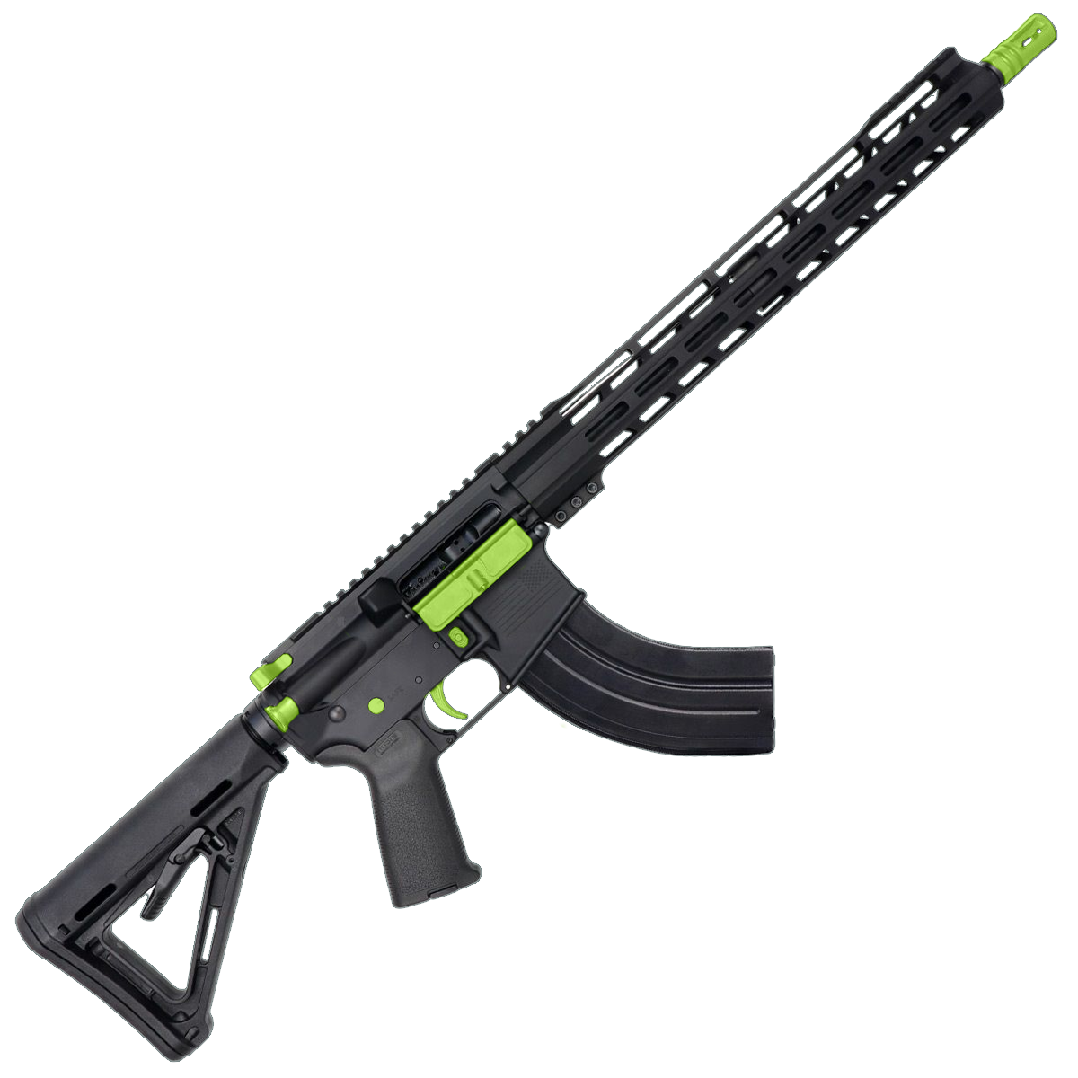 AR-15 7.62x39 Two-Tone Rifle 16" Barrel 15" Hybrid MLOK Handguard MOE - Black and Zombie Green
