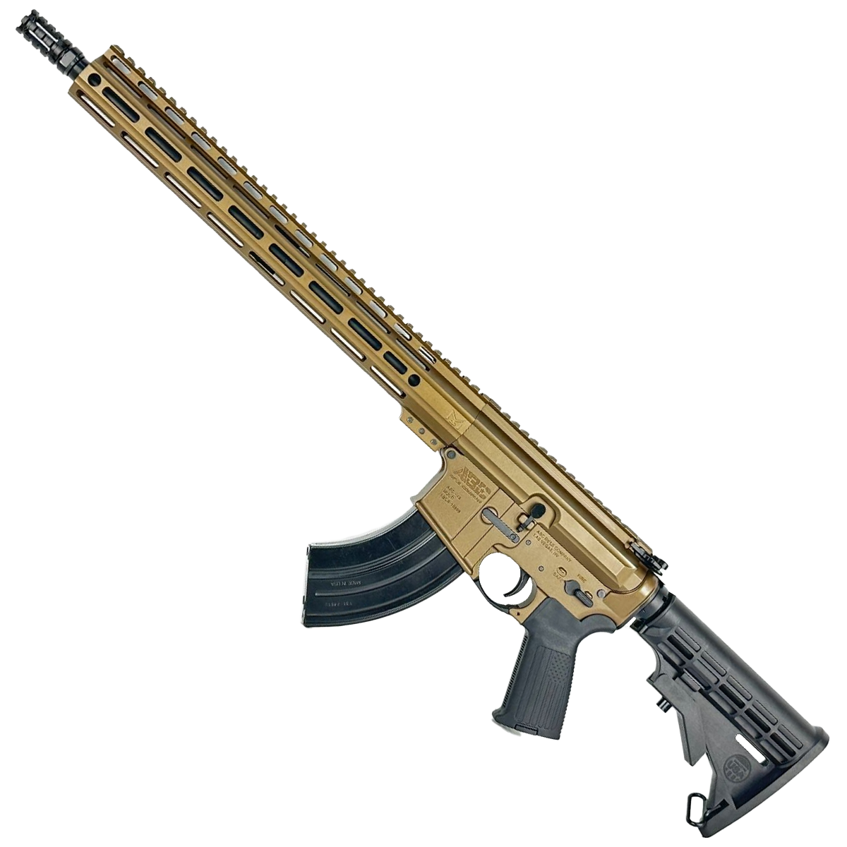 AR-15 7.62x39mm Rifle 16" Barrel 15" MLOK Handguard M4 Stock - Burnt Bronze