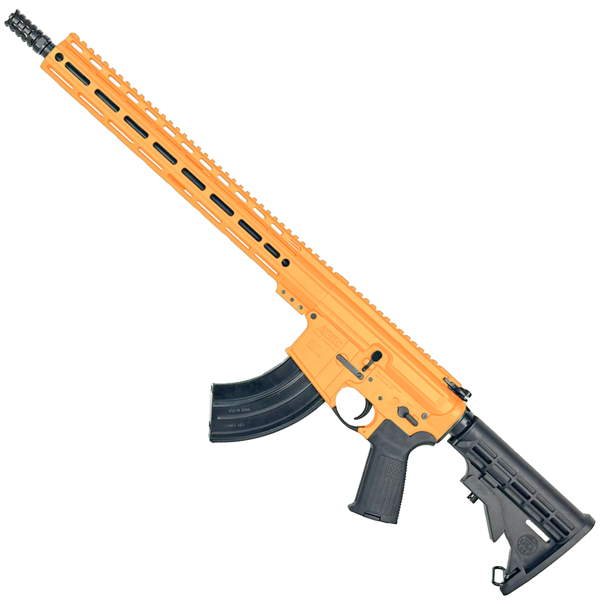 AR-15 7.62x39mm Rifle 16" Barrel 15" MLOK Handguard M4 Stock - Tequila Sunrise Orange