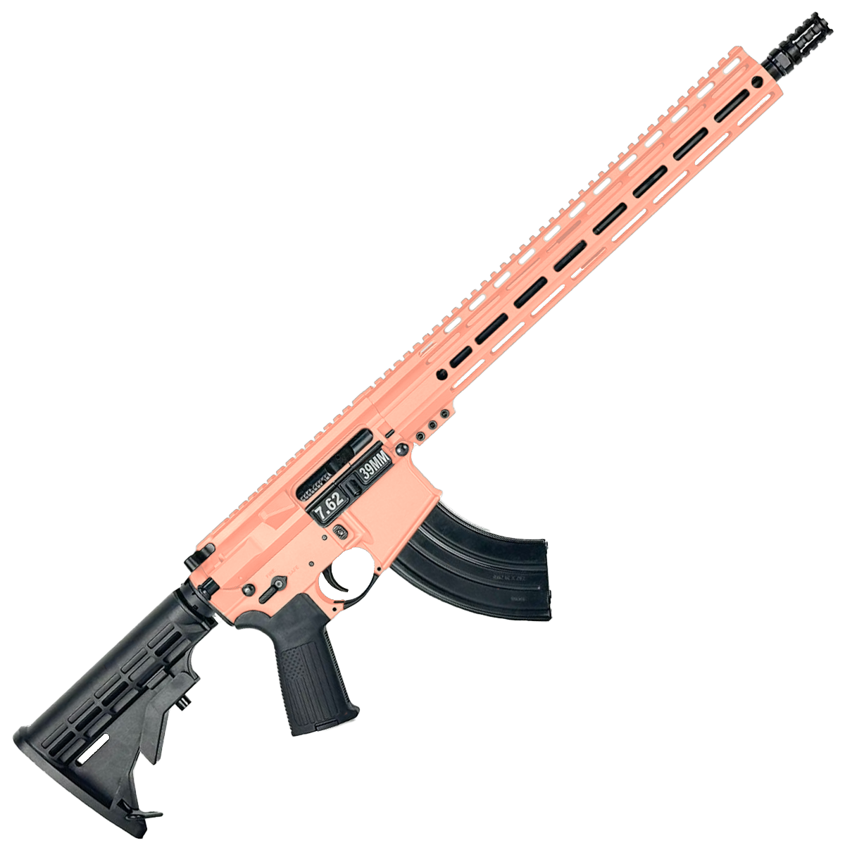AR-15 7.62x39mm Rifle 16" Barrel 15" MLOK Handguard M4 Stock - Rose Gold