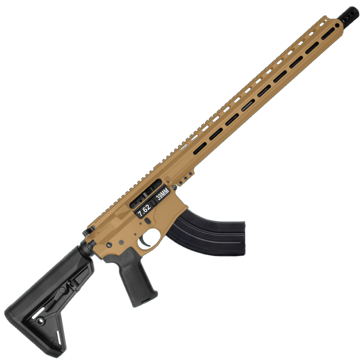 AR-15 7.62x39 Rifle 16" Barrel Billet Upper / Lower 17" M-LOK Handguard - Burnt Bronze