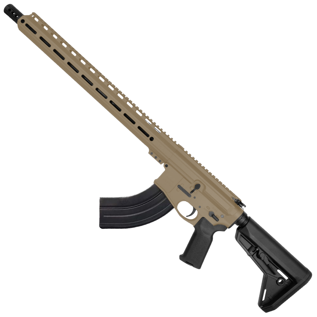 AR-15 7.62x39 Rifle 16" Barrel Billet Upper / Lower 17" M-LOK Handguard - FDE