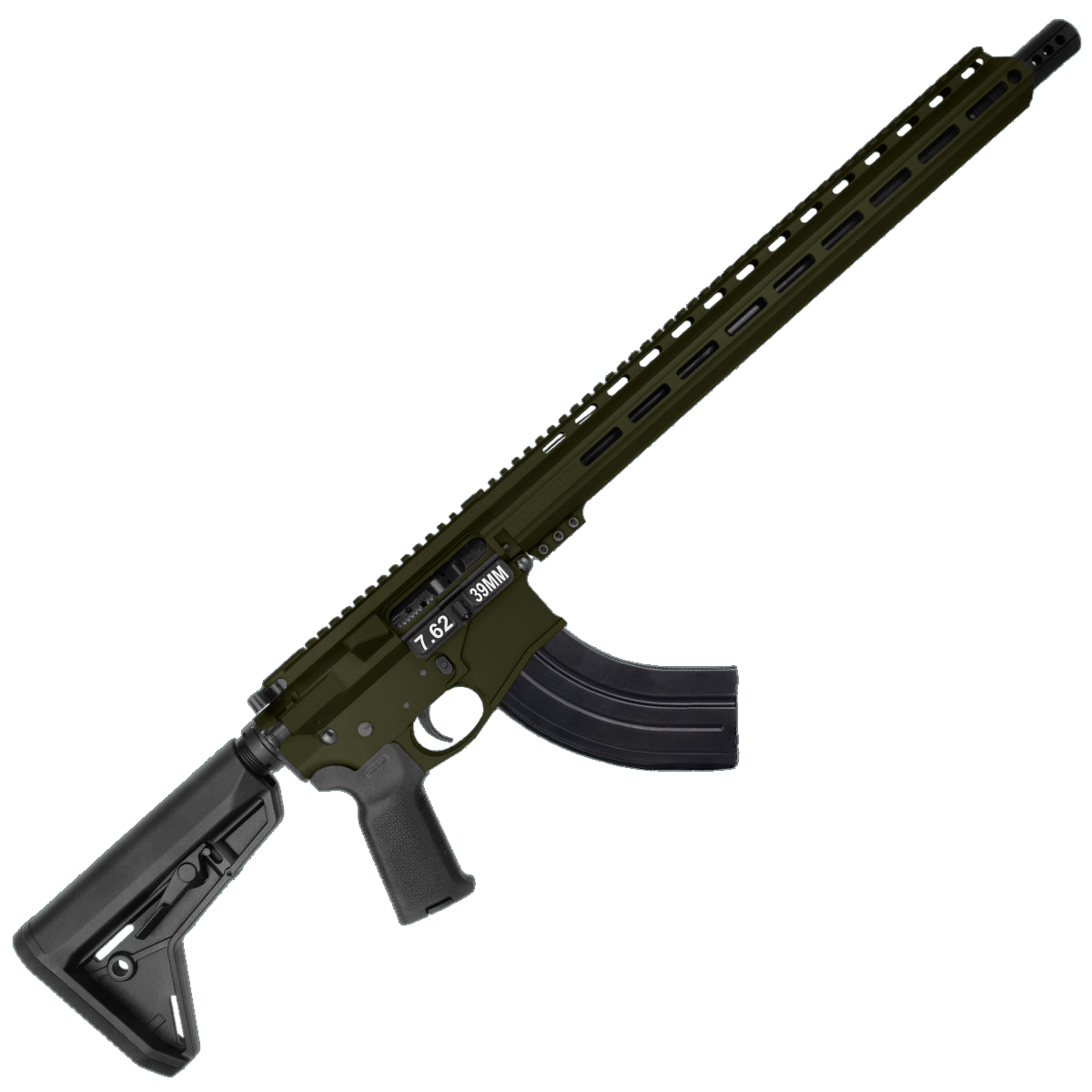 AR-15 7.62x39 Rifle 16" Barrel Billet Upper / Lower 17" M-LOK Handguard - Magpul ODG