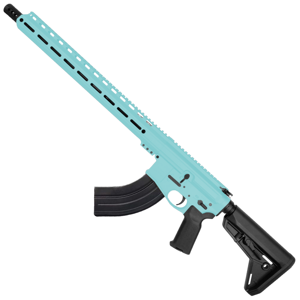 AR-15 7.62x39 Rifle 16" Barrel Billet Upper / Lower 17" M-LOK Handguard - Robins Egg Blue