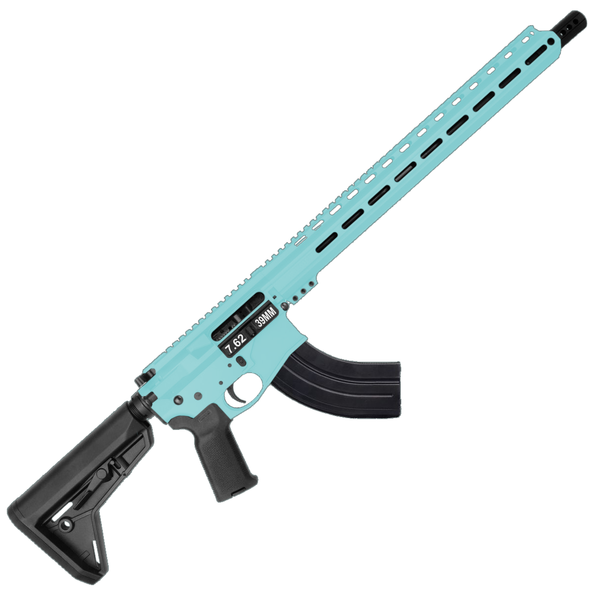 AR-15 7.62x39 Rifle 16" Barrel Billet Upper / Lower 17" M-LOK Handguard - Robins Egg Blue