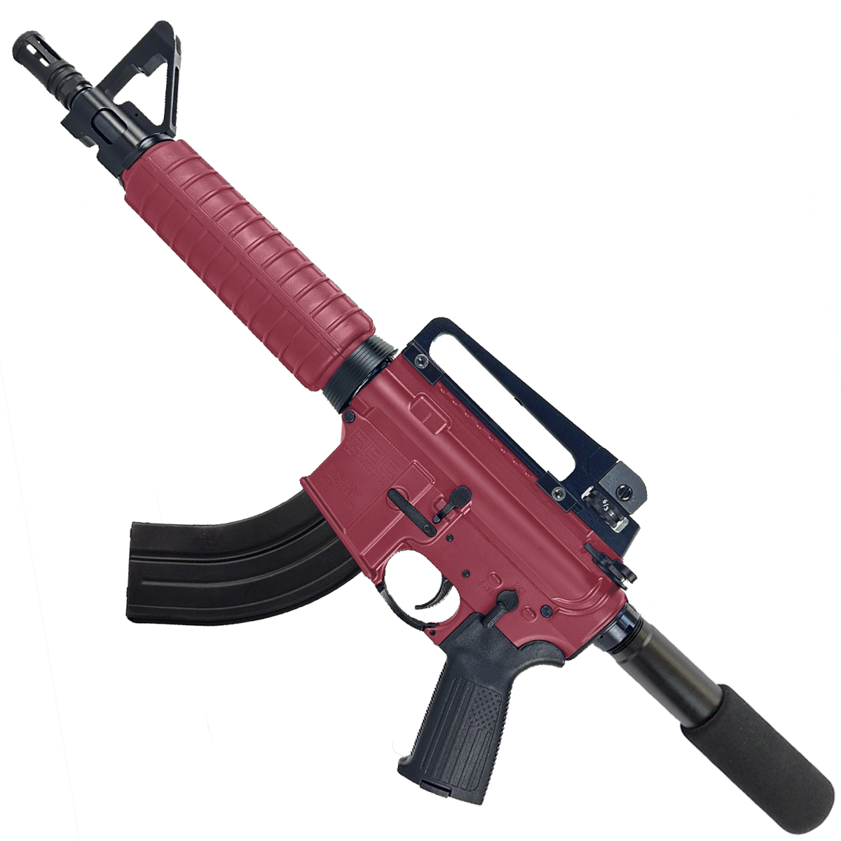 AR-15 A2 Style Semi Auto 7.62x39MM Pistol 10" Barrel w/ Custom FSB - Cranberry Frost