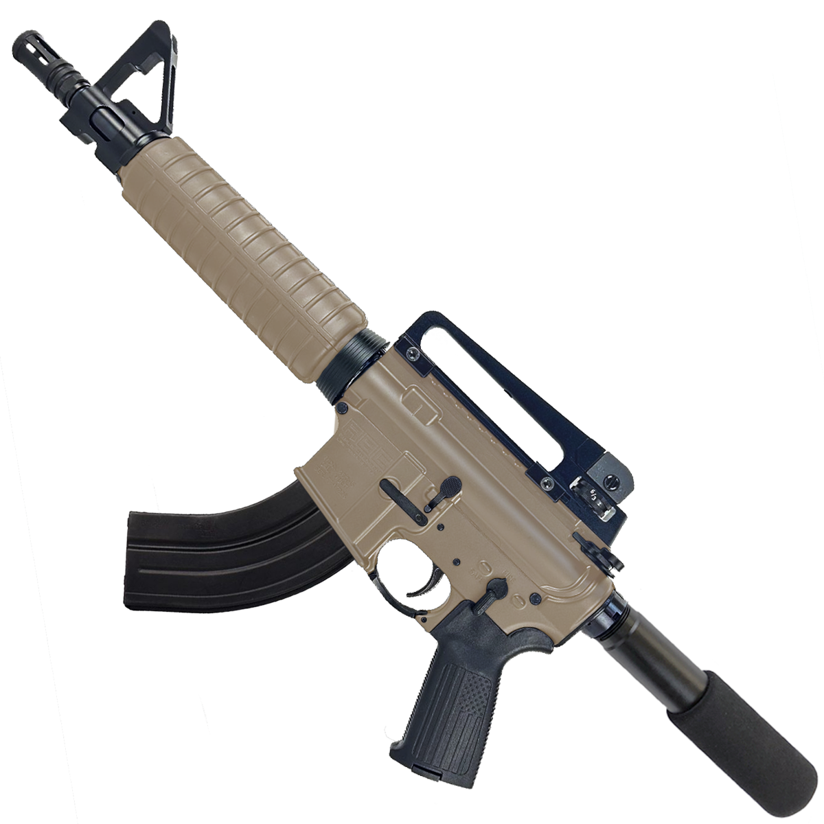 AR-15 A2 Style Semi Auto 7.62x39MM Pistol 10" Barrel w/ Custom FSB - Magpul FDE