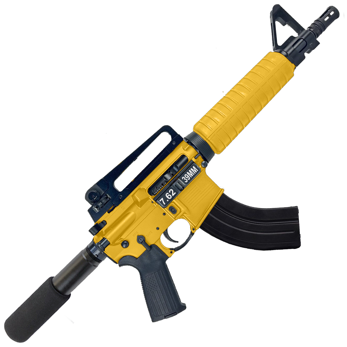 AR-15 A2 Style Semi Auto 7.62x39MM Pistol 10" Barrel w/ Custom FSB - Gold