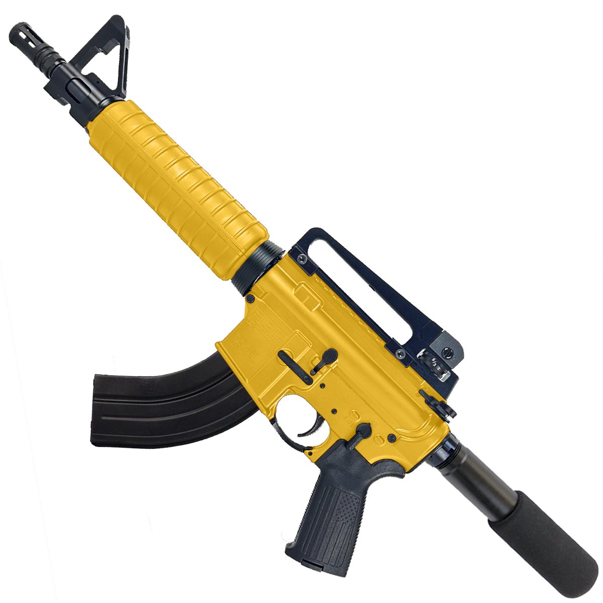 AR-15 A2 Style Semi Auto 7.62x39MM Pistol 10" Barrel w/ Custom FSB - Gold