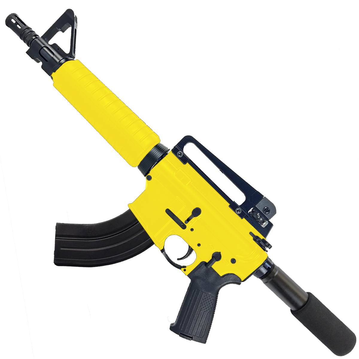AR-15 A2 Style Semi Auto 7.62x39MM Pistol 10" Barrel w/ Custom FSB - Lemon Zest