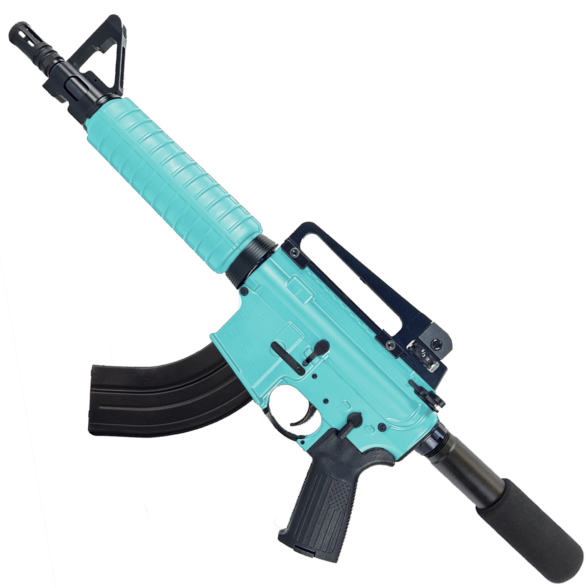 AR-15 A2 Style Semi Auto 7.62x39MM Pistol 10" Barrel w/ Custom FSB - Robins Egg Blue
