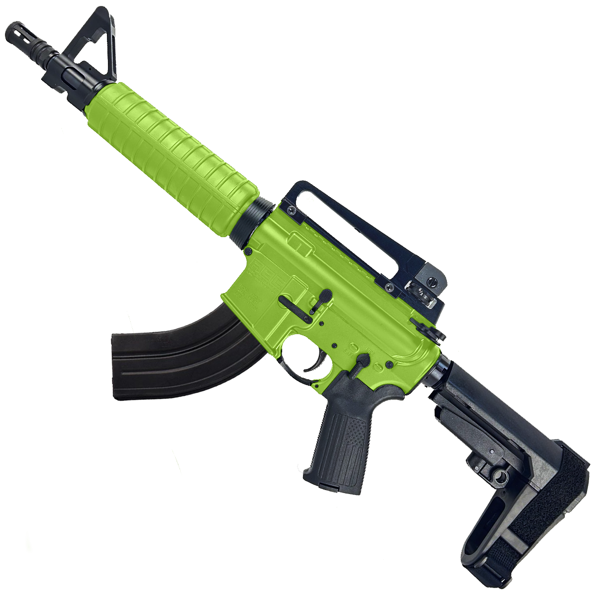 AR-15 A2 Style Semi Auto 7.62x39MM Pistol 10" Barrel w/ Custom FSB - Zombie Green