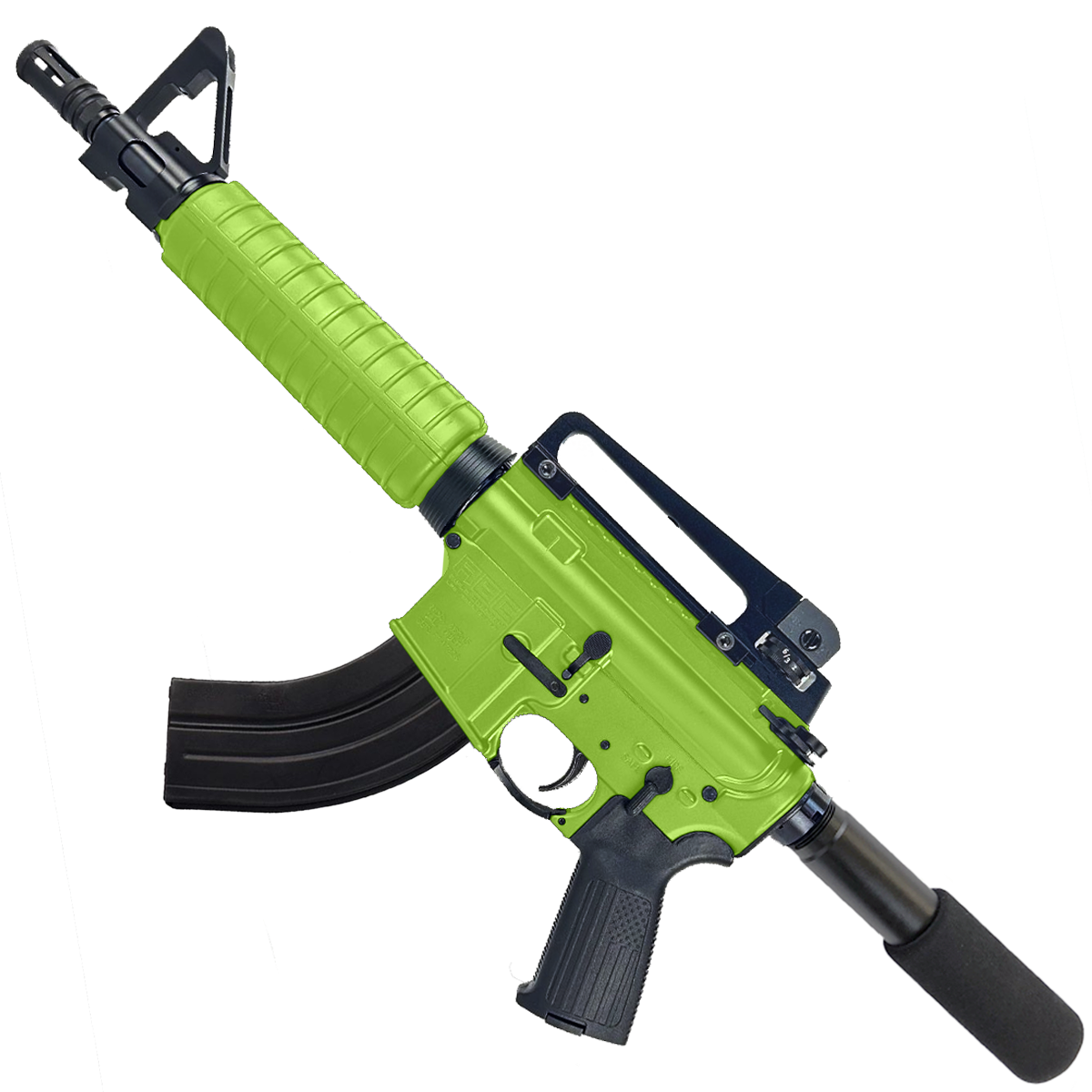 AR-15 A2 Style Semi Auto 7.62x39MM Pistol 10" Barrel w/ Custom FSB - Zombie Green