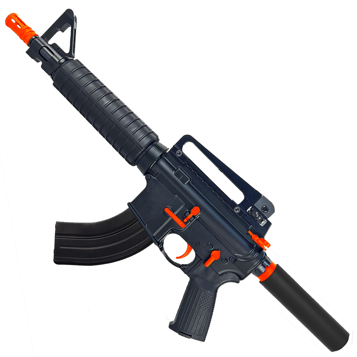AR-15 Two-Tone A2 Style Semi Auto 7.62x39MM Pistol 10" Barrel w/ Custom FSB - Black and Hunter Orange