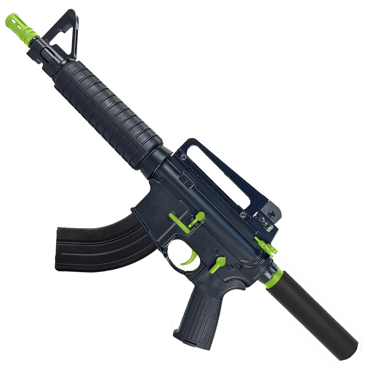 AR-15 Two-Tone A2 Style Semi Auto 7.62x39MM Pistol 10" Barrel w/ Custom FSB - Black and Zombie Green