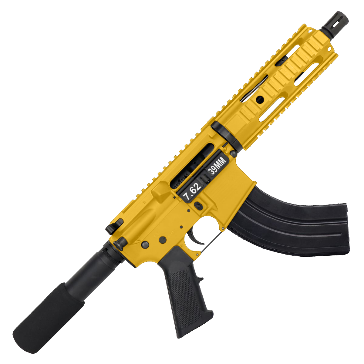 AR 7.62x39 Semi Auto Tactical Pistol 7.5" Nitride Barrel 7" Free Float Quad Rail Gold