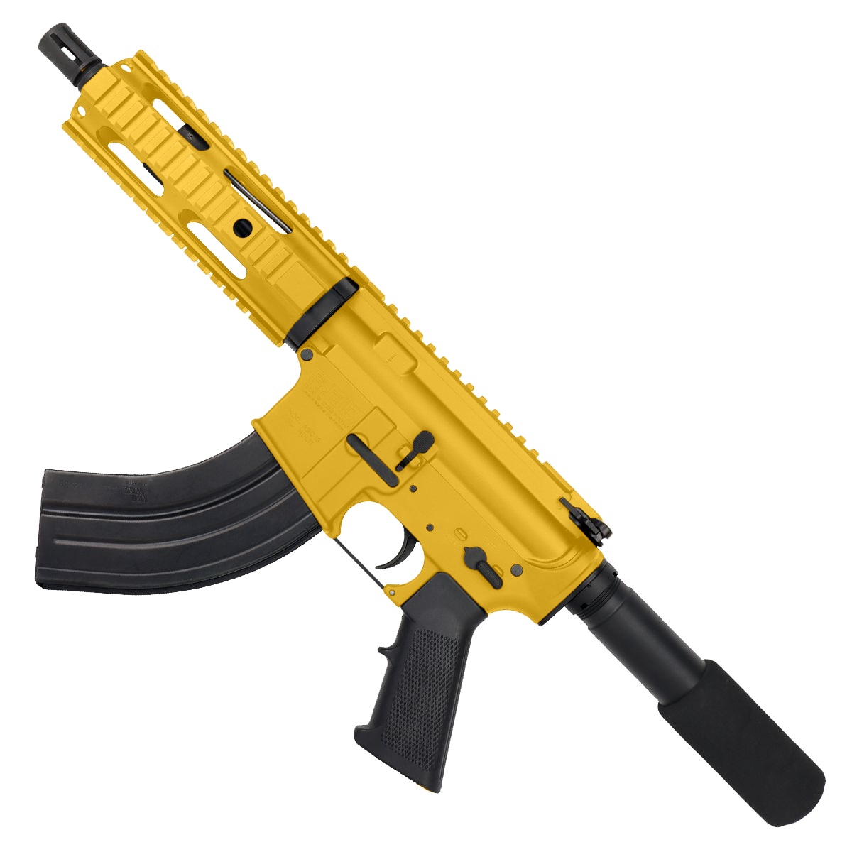 AR 7.62x39 Semi Auto Tactical Pistol 7.5" Nitride Barrel 7" Free Float Quad Rail Gold