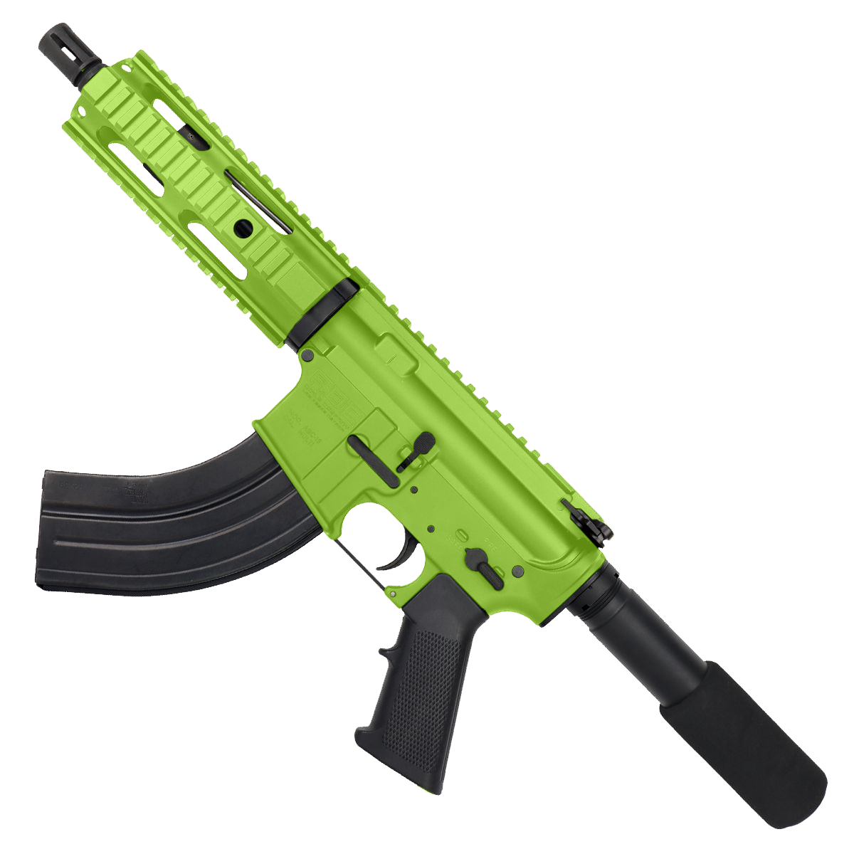 AR 7.62x39 Semi Auto Tactical Pistol 7.5" Nitride Barrel 7" Free Float Quad Rail Zombie Green