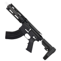 AR 7.62x39 Two-Tone Semi Auto Tactical Pistol 7.5" Barrel 7" Free Float Quad Rail - Black and White