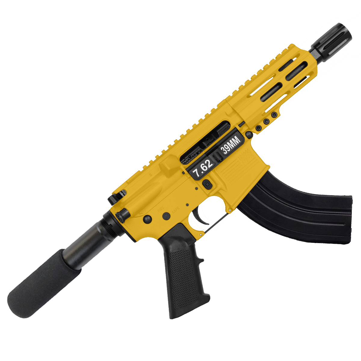AR15 Micro 7.62x39 Pistol 5" Barrel 4" M-Lok Handguard - Gold