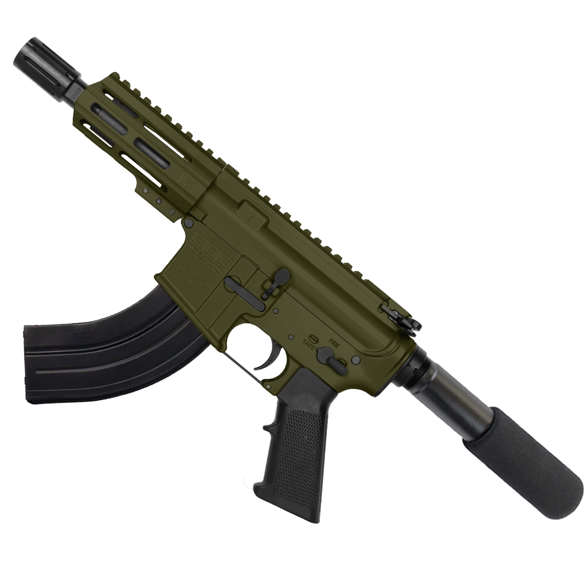 AR15 Micro 7.62x39 Pistol 5" Barrel 4" M-Lok Handguard - Magpul ODG