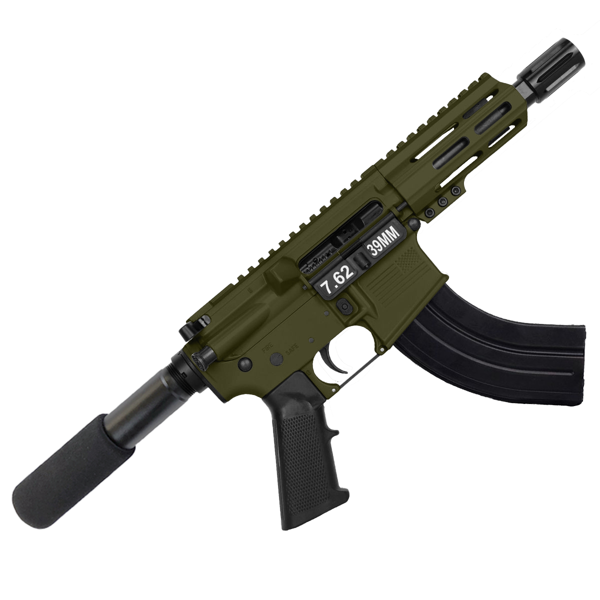 AR15 Micro 7.62x39 Pistol 5" Barrel 4" M-Lok Handguard - Magpul ODG