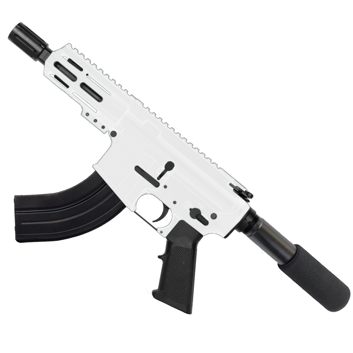 AR15 Micro 7.62x39 Pistol 5" Barrel 4" M-Lok Handguard - Storm Trooper White
