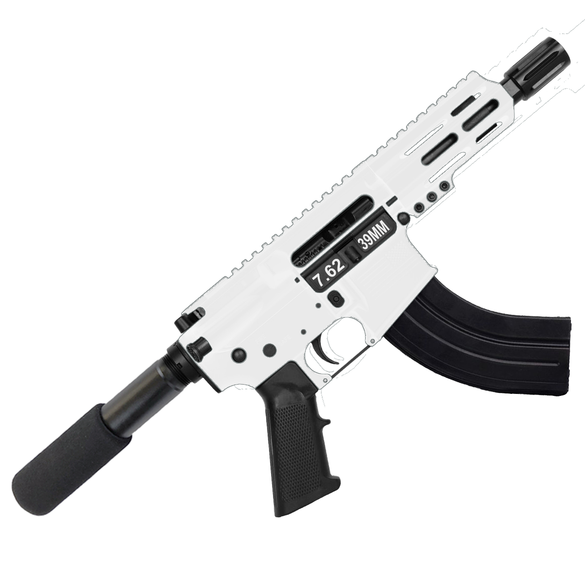 AR15 Micro 7.62x39 Pistol 5" Barrel 4" M-Lok Handguard - Storm Trooper White