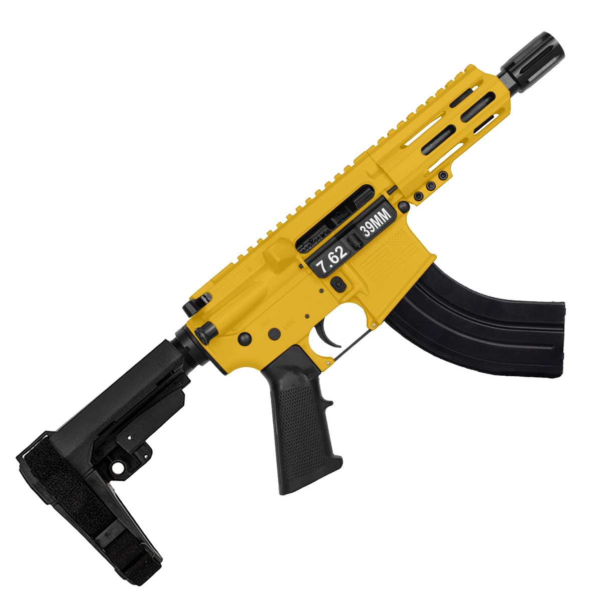 AR15 Micro 7.62x39 Pistol 5" Barrel 4" M-Lok Handguard - Gold
